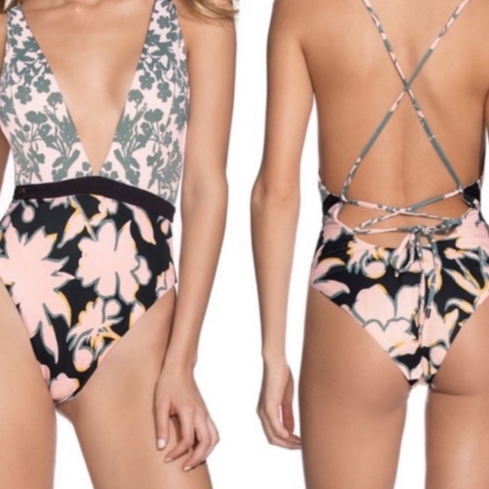 Maaji Free People Multi Chrome Rainbow One-Piece Swimsuit small